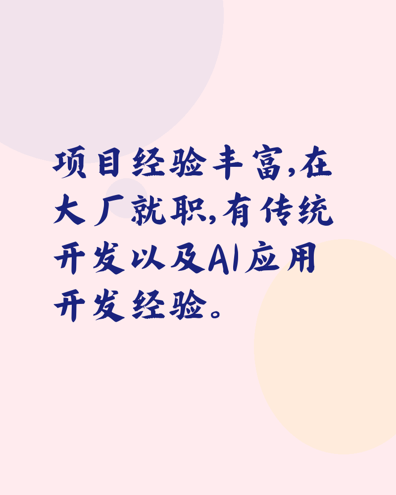接开发：全栈，AI应用开发