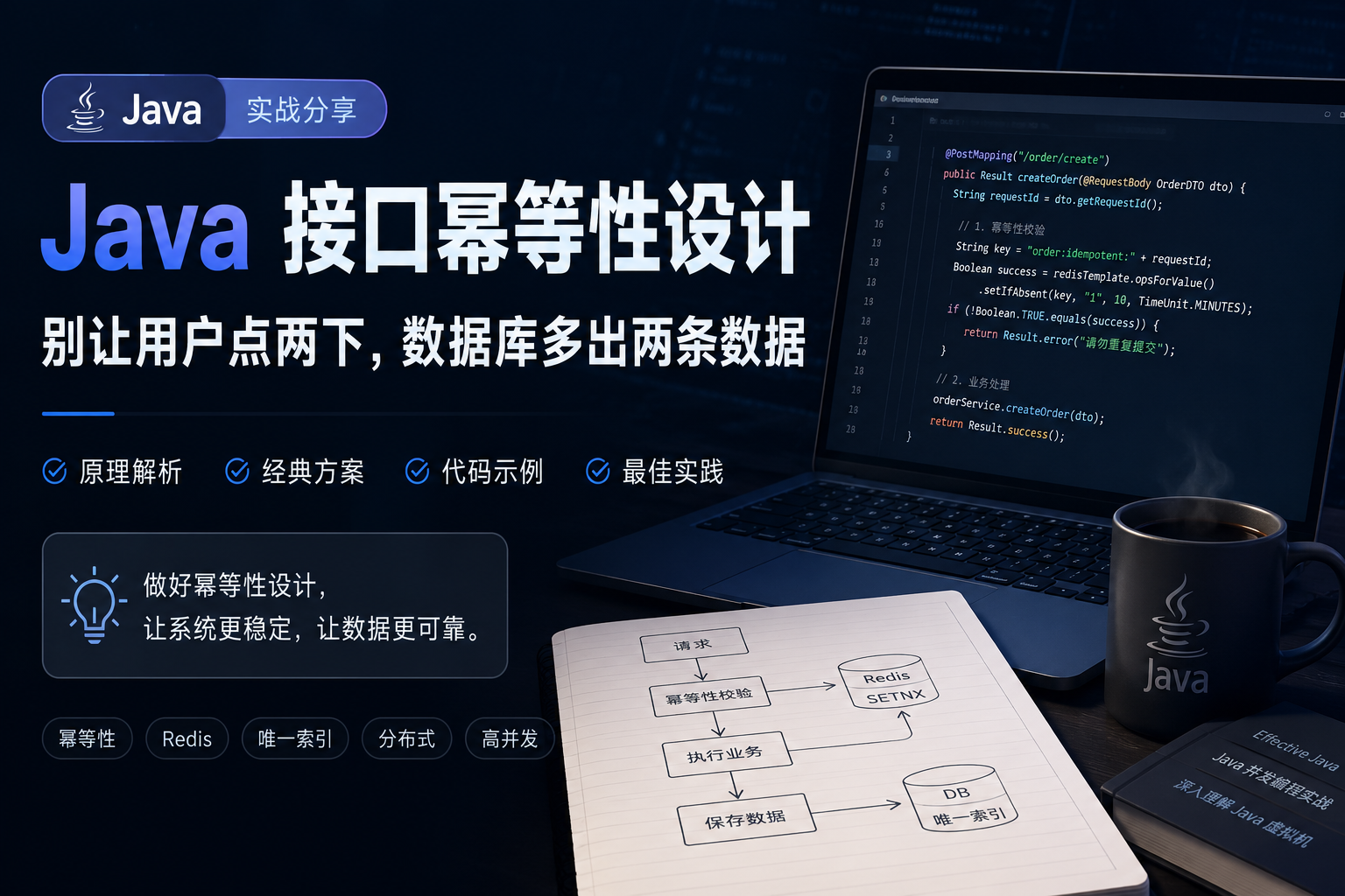 Java 接口幂等性设计：别让用户点两下，数据库多出两条数据
