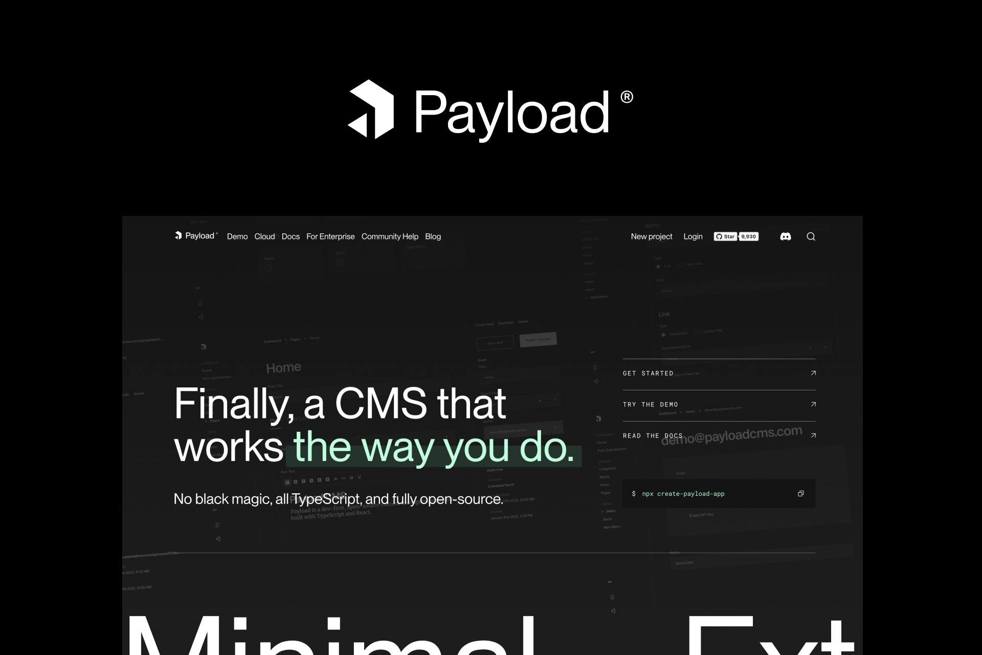 Payload headless CMS Admin panel built with React