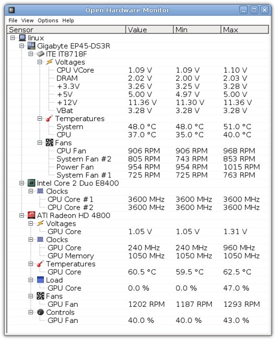 开源硬件监控软件：Open Hardware Monitor