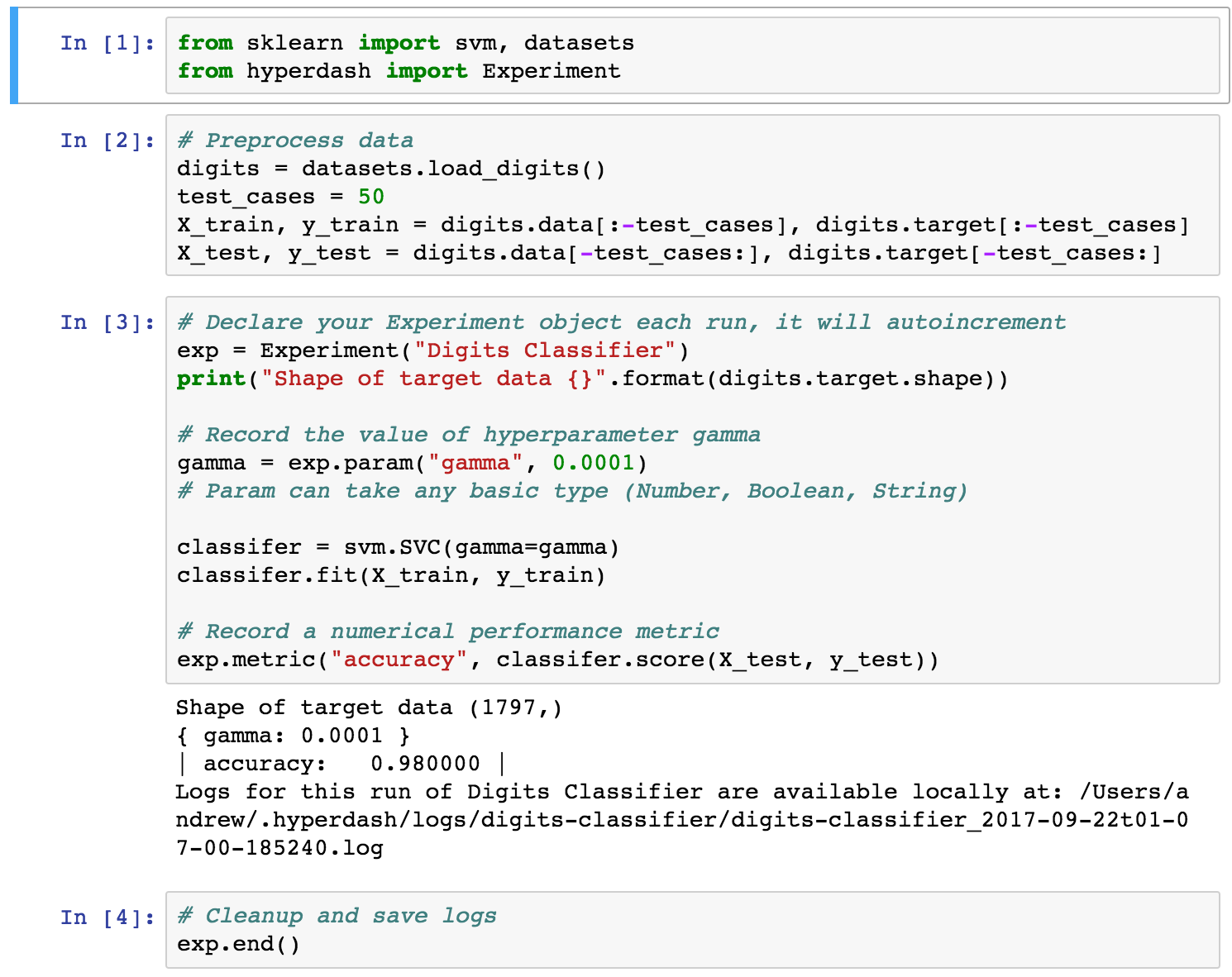 Hyperdash in Jupyter