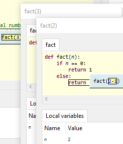 Visualization of call frames