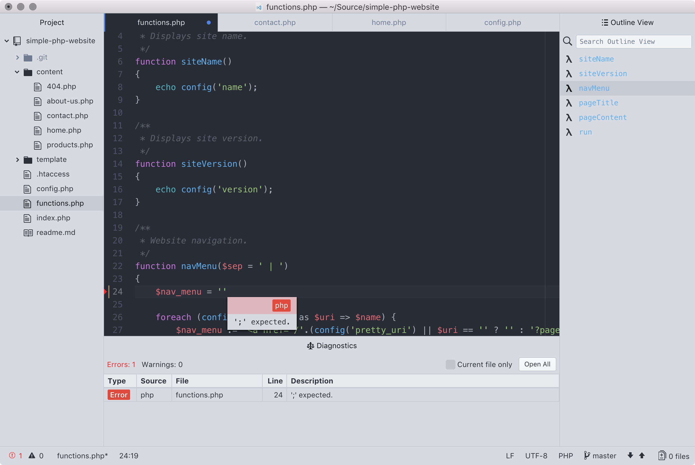 Screen shot of IDE-PHP